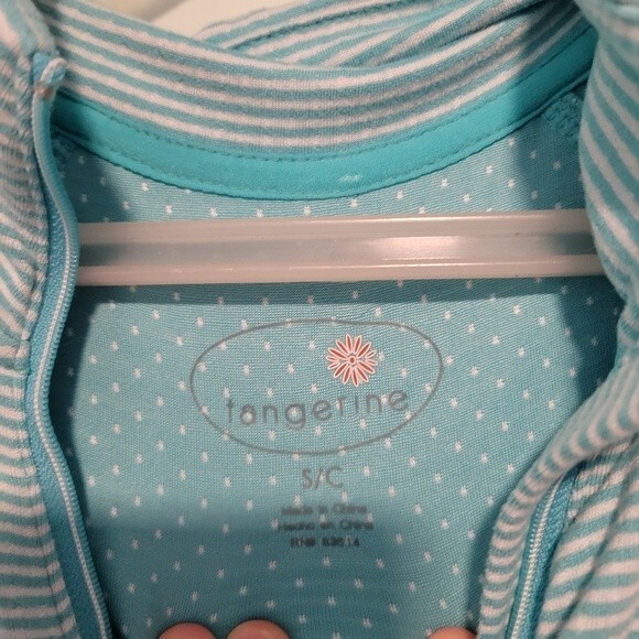 Tangerine Turquoise Blue Stripe Athletic Hoodie Size Small - Picture 4 of 5